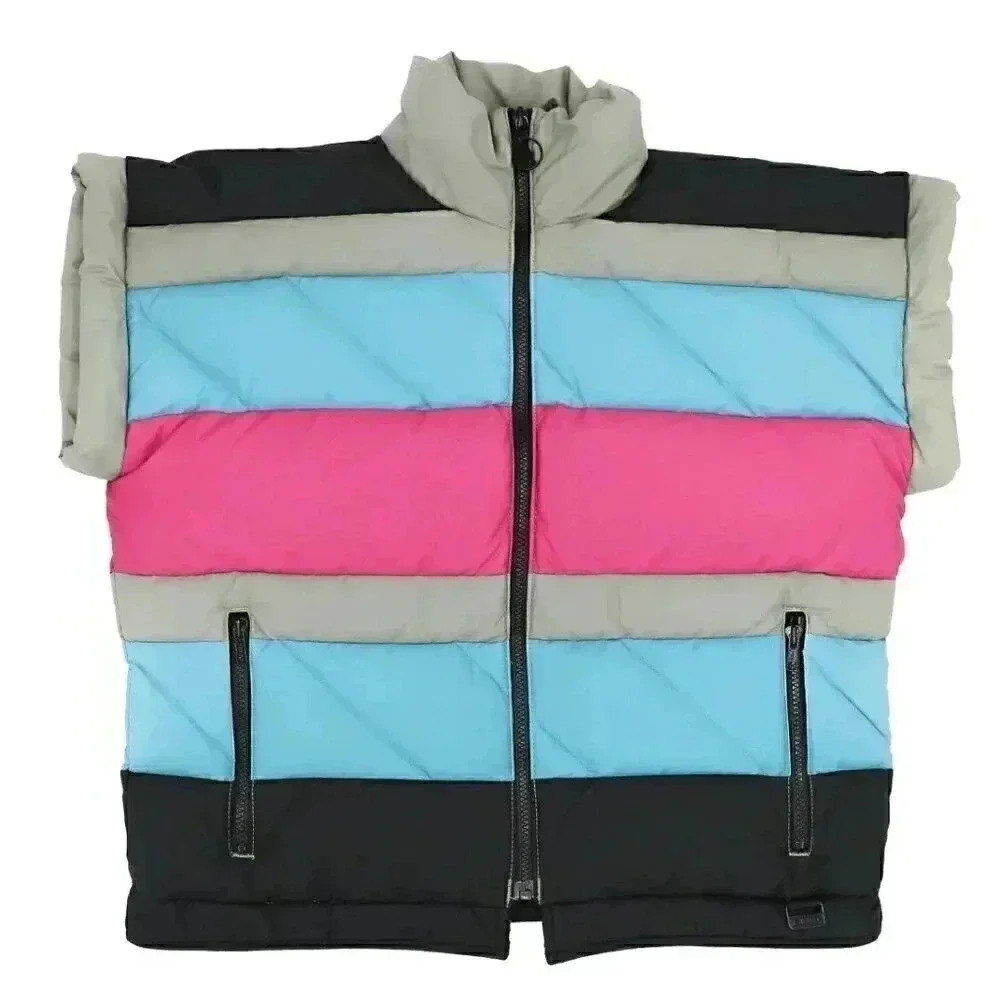 Unisex Reversible‎ Puffer Cropped Vest Size Large Striped Puffer Vest Outerwear